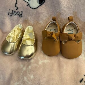 Gold and Brown Baby Shoe Duo